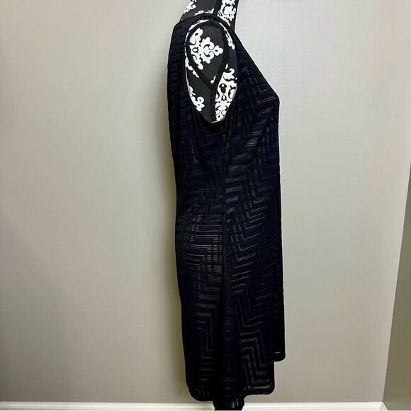 AMERICAN LIVING Sleeveless Dress with Overlay Black and Tan Size 14 - Picture 3 of 7